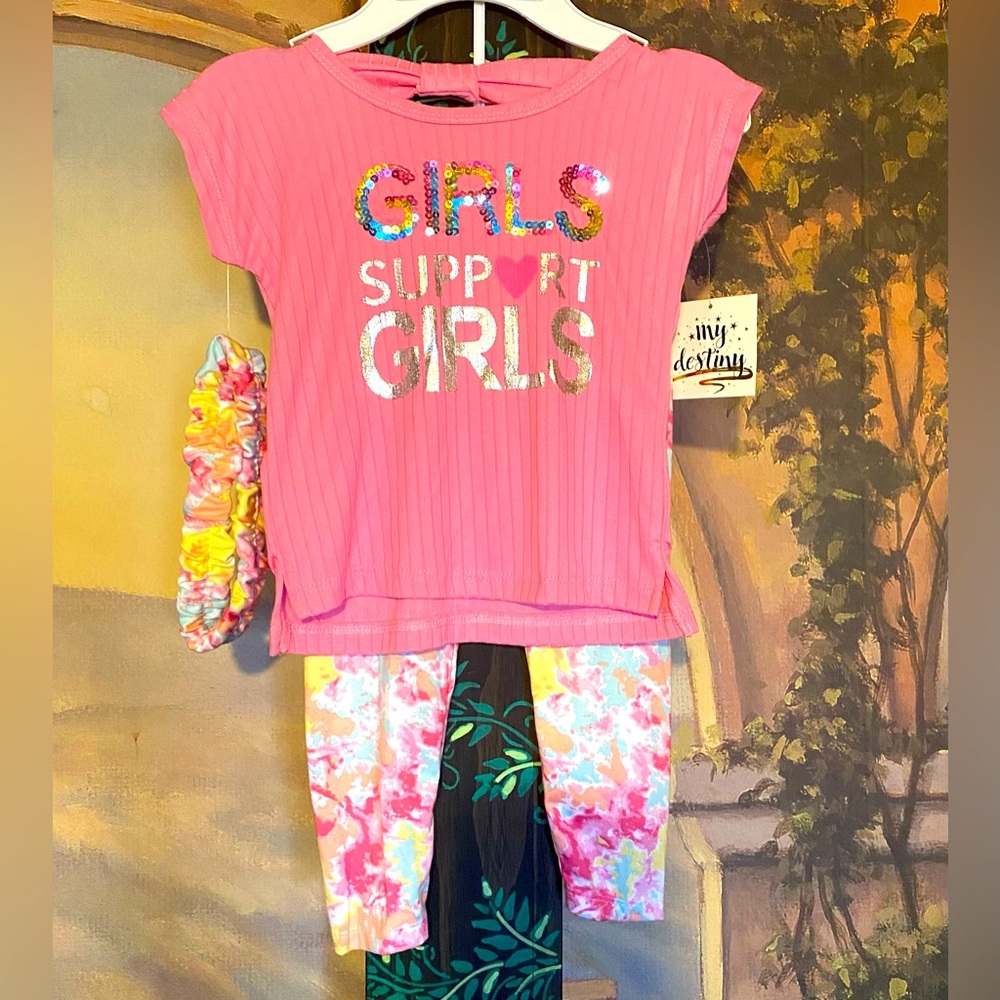 Girls sequin tie dye matching outfit with headband